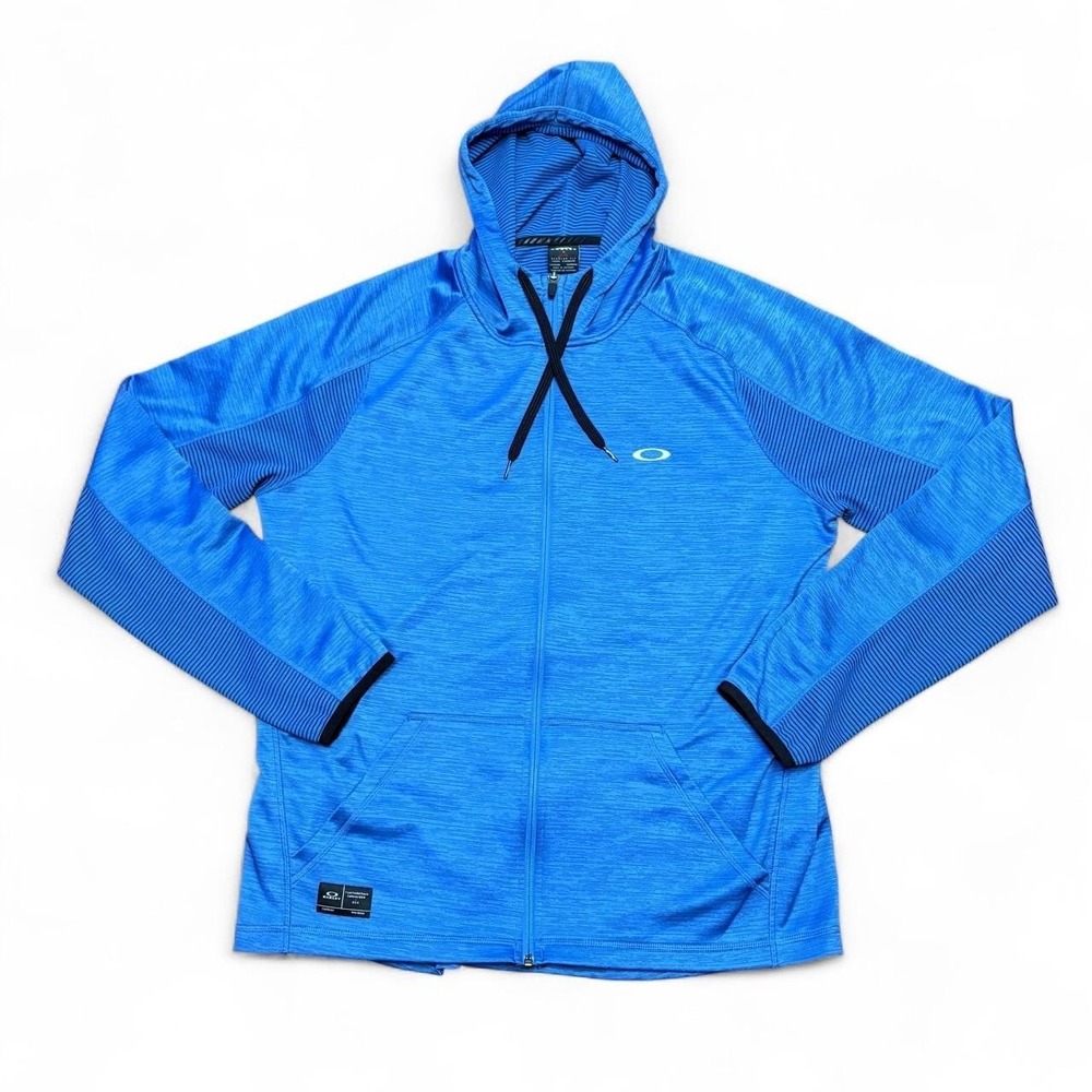 Oakley Mens XL Full Zip Blue Performance Hoodie Gorpcore Techwear Y2K